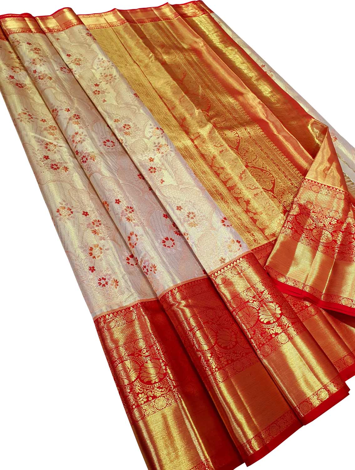 Elegant Pastel Kanjeevaram Handloom Tissue Silk Saree: A Threaded Masterpiece - Luxurion World