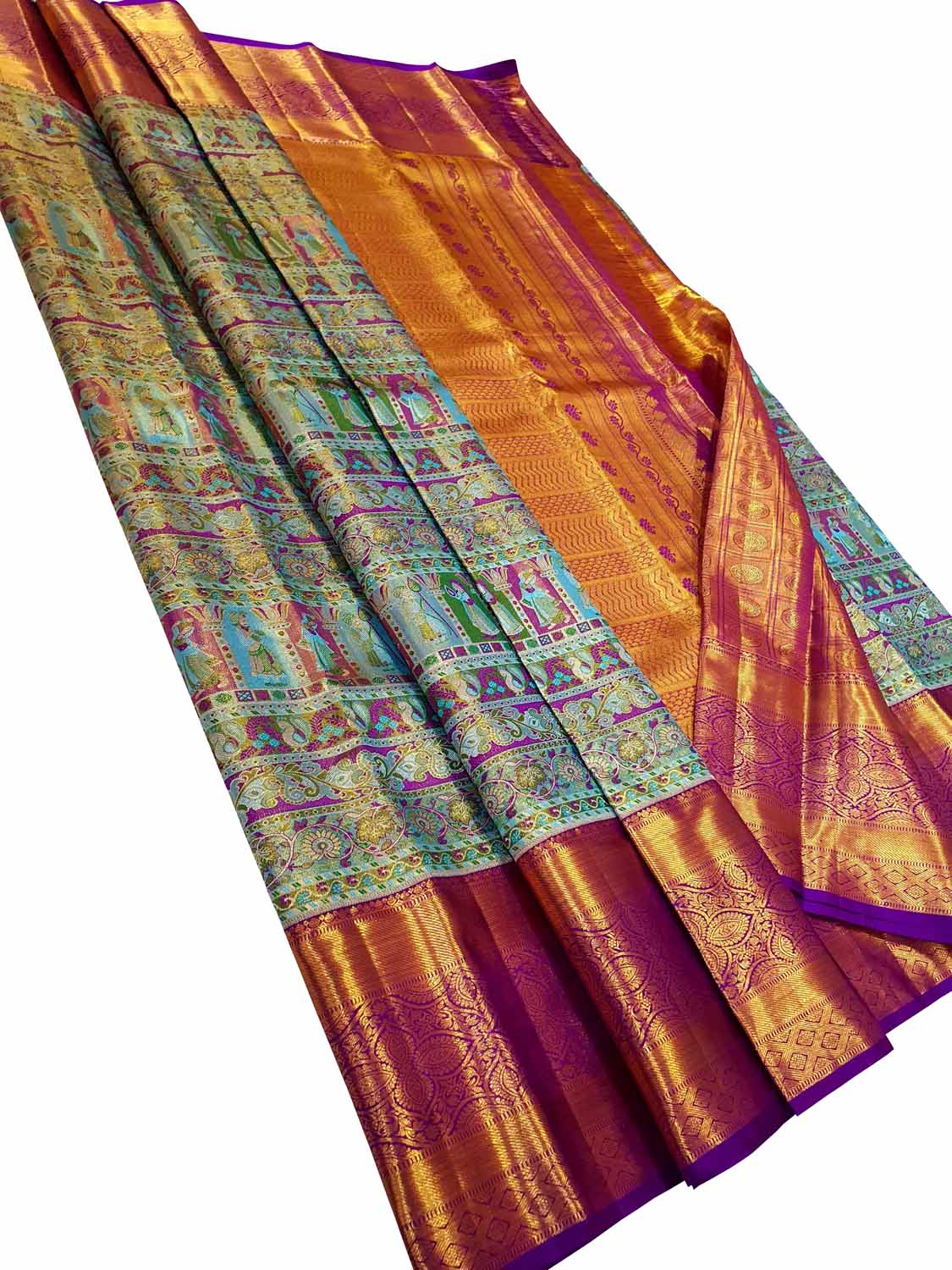 Exquisite Blue Kanjeevaram Handloom Pure Silk Saree: Timeless Elegance - Luxurion World