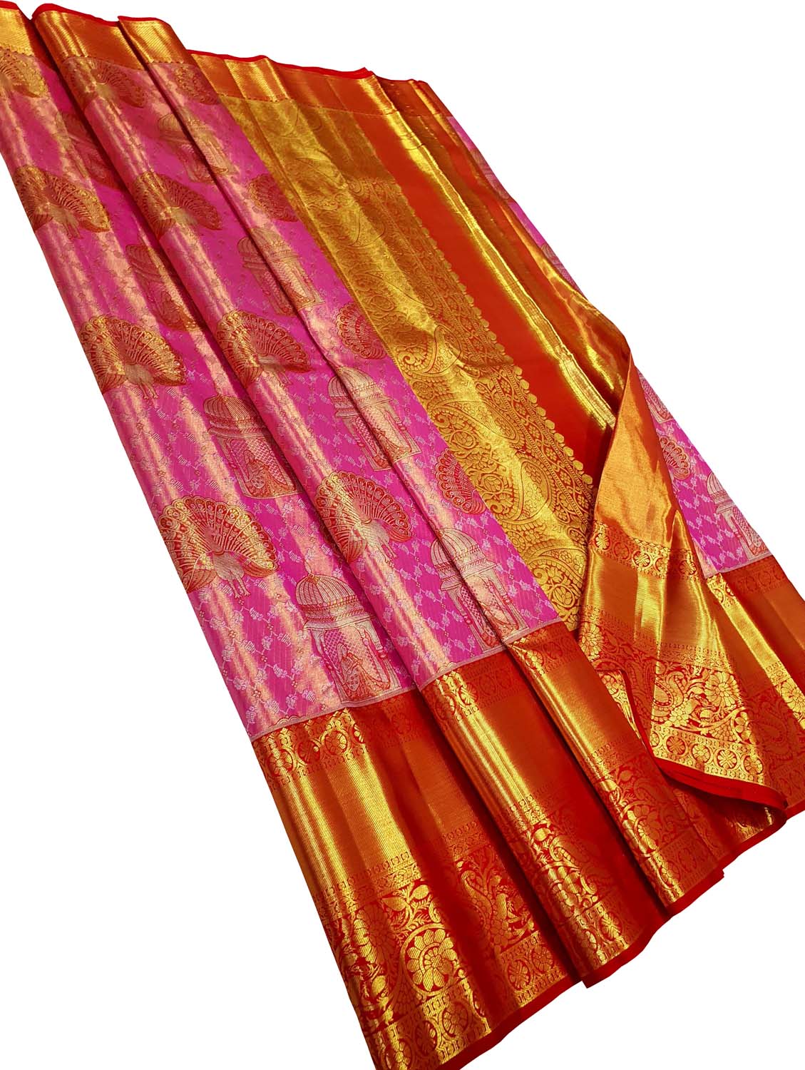 Exquisite Pink Kanjeevaram Handloom Pure Silk Saree: A Timeless Elegance - Luxurion World
