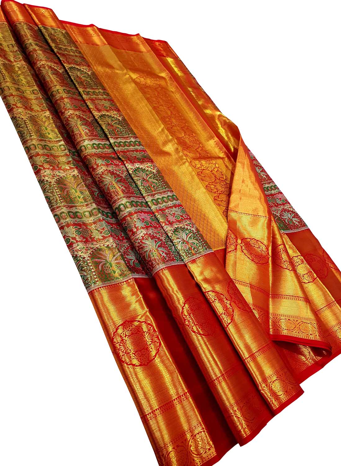 Exquisite Multicolor Kanjeevaram Handloom Pure Silk Saree: A Timeless Masterpiece - Luxurion World