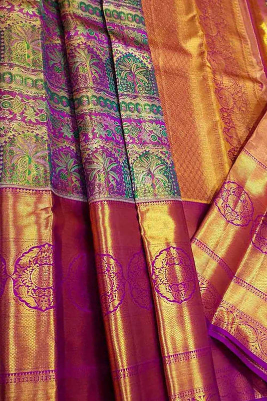 Exquisite Multicolor Kanjeevaram Handloom Pure Silk Saree - Luxurion World