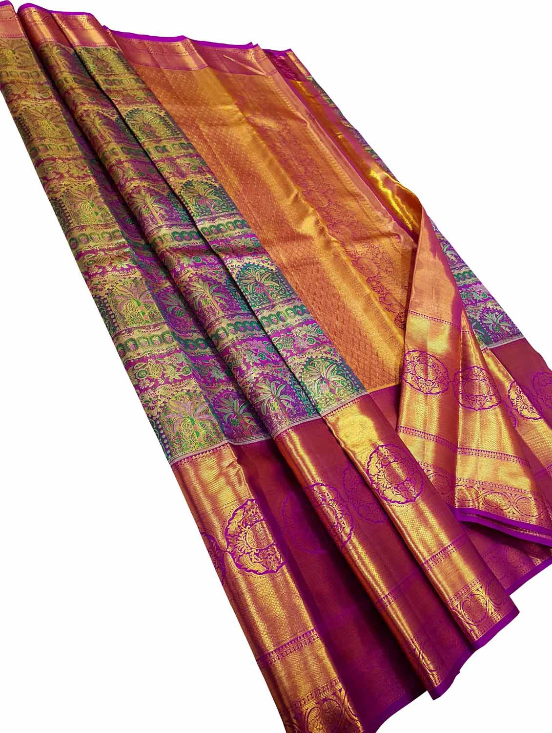 Exquisite Multicolor Kanjeevaram Handloom Pure Silk Saree - Luxurion World