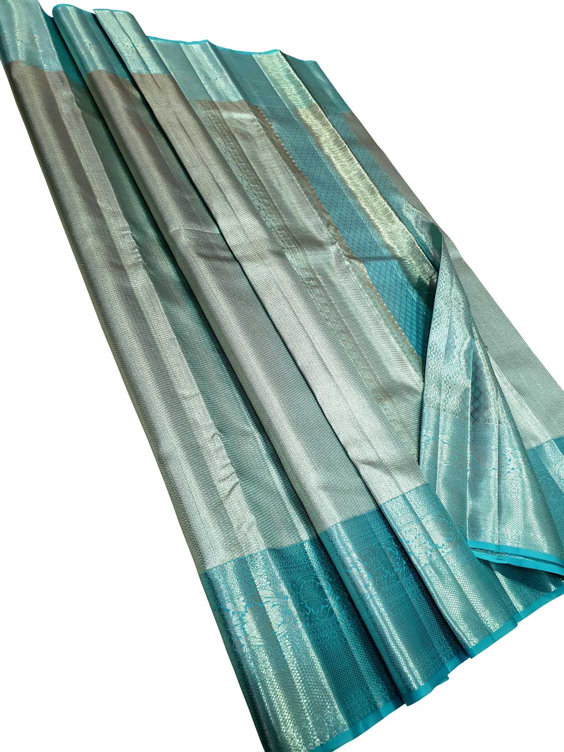 Exquisite Blue Kanjeevaram Handlooms Pure Tissue Silk Saree - Luxurion World
