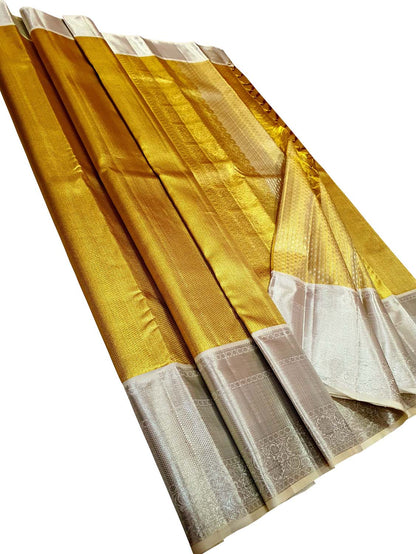 Exquisite Golden Kanjeevaram Handlooms: Pure Tissue Silk Saree - Luxurion World