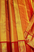Exquisite Golden Kanjeevaram Handloom Pure Tissue Silk Saree - Luxurion World