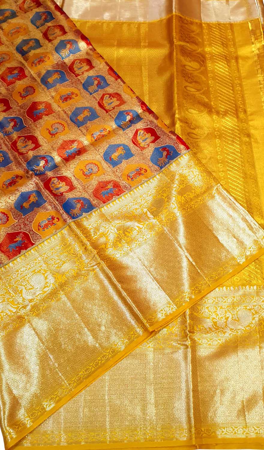 Exquisite Yellow Kanjeevaram Handlooms Pure Tissue Silk Saree - Luxurion World