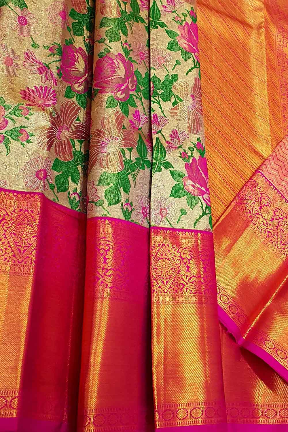 Exquisite Multicolor Kanjeevaram Handloom Pure Silk Saree - Luxurion World