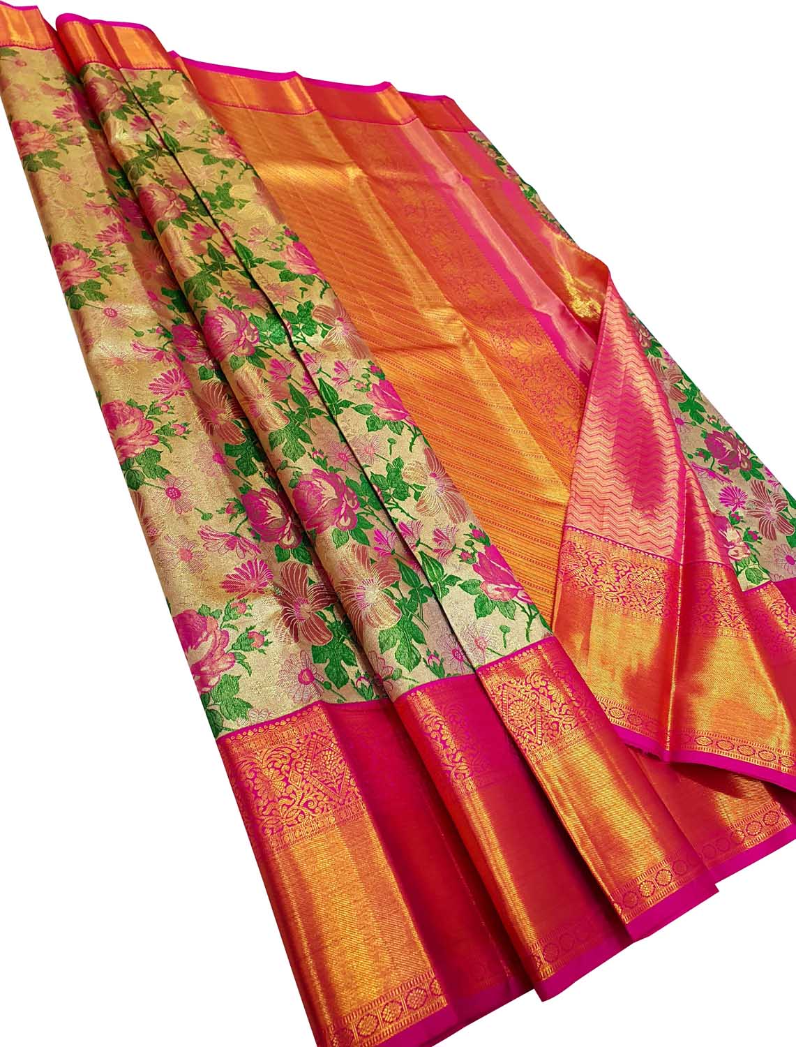 Exquisite Multicolor Kanjeevaram Handloom Pure Silk Saree - Luxurion World