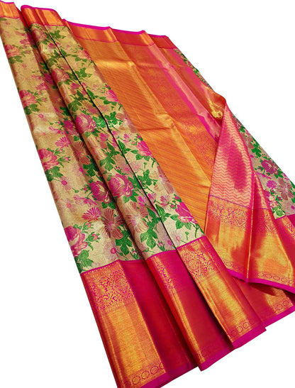 Exquisite Multicolor Kanjeevaram Handloom Pure Silk Saree - Luxurion World