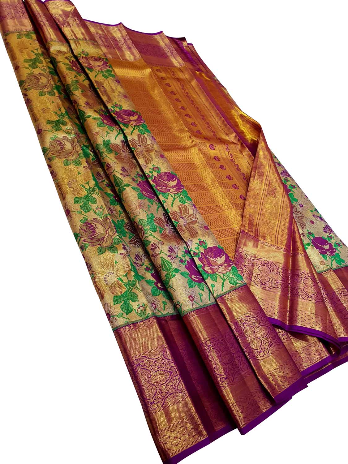 Exquisite Multicolor Kanjeevaram Handloom Pure Silk Saree: Timeless Elegance - Luxurion World