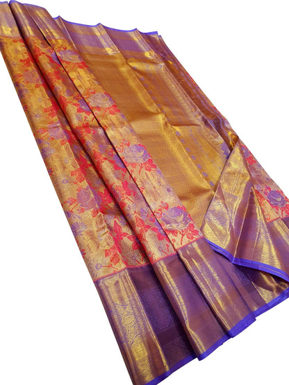 Exquisite Multicolor Kanjeevaram Handloom Pure Silk Saree - Luxurion World