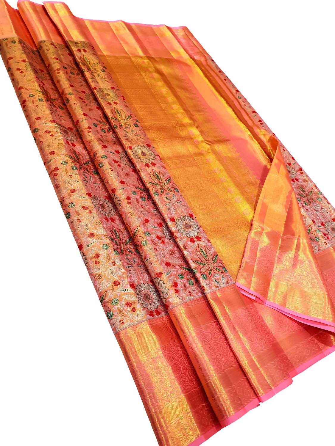 Exquisite Multicolor Kanjeevaram Handloom Pure Silk Saree - Luxurion World