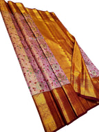 Exquisite Pink Kanjeevaram Handloom Pure Silk Saree: Timeless Elegance - Luxurion World
