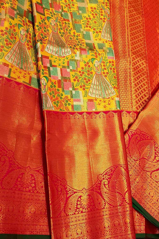 Exquisite Multicolor Kanjeevaram Tissue Silk Saree