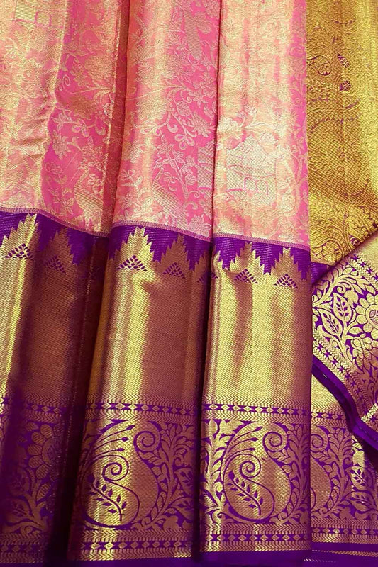Exquisite Pink Kanjeevaram Pure Silk Saree