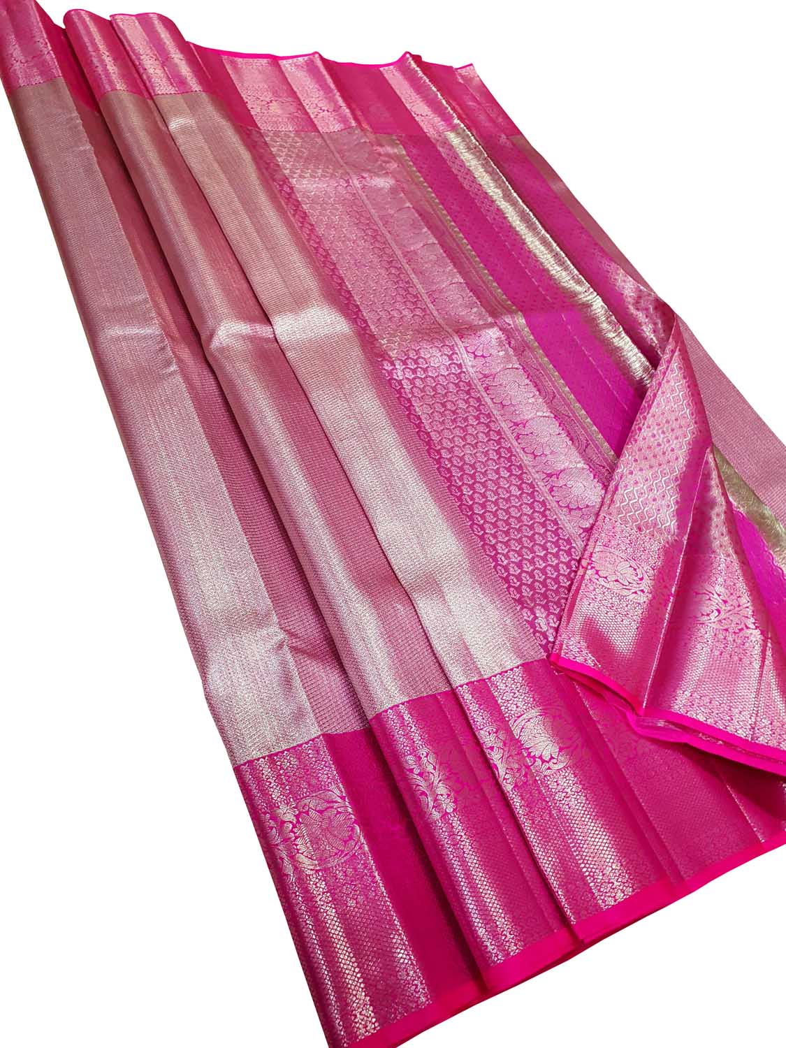 Exquisite Pink Kanjeevaram Handloom Silk Saree - Luxurion World