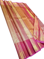 Exquisite Pink Kanjeevaram Handloom Silk Saree - Luxurion World