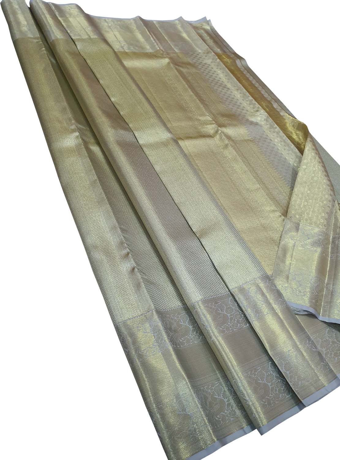 Exquisite Silver Kanjeevaram Pure Silk Saree - Luxurion World