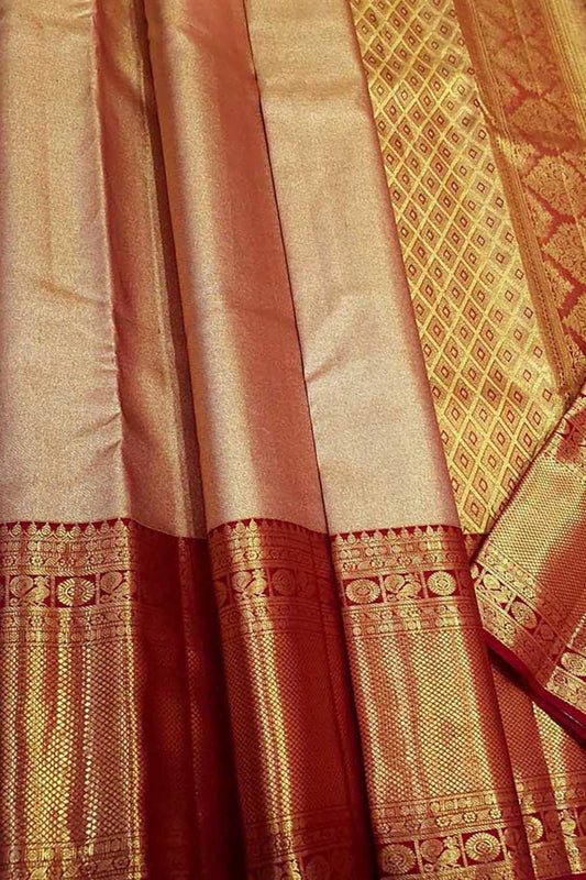 Orange Kanjeevaram Handloom Silk Saree - Pure Elegance - Luxurion World