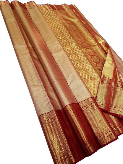 Orange Kanjeevaram Handloom Silk Saree - Pure Elegance - Luxurion World