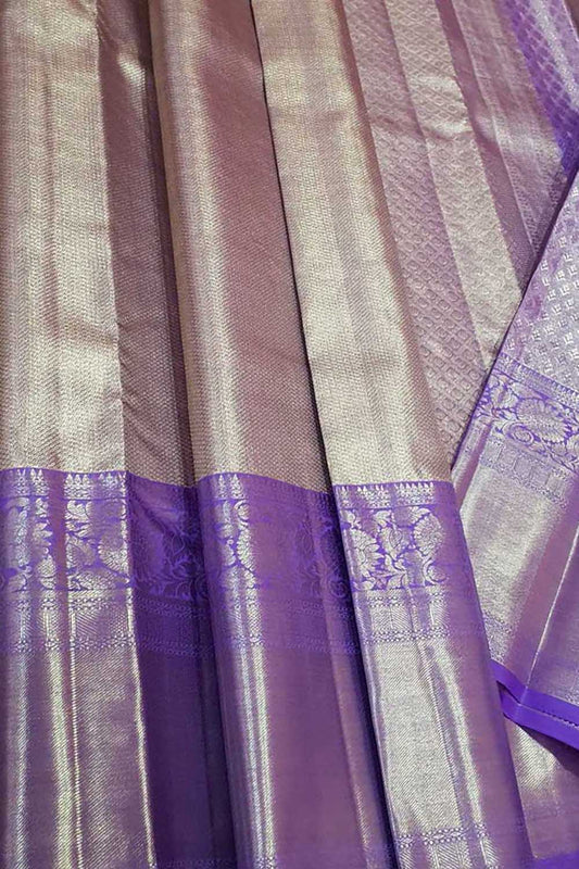 Exquisite Purple Kanjeevaram Silk Saree - Handloom Beauty - Luxurion World