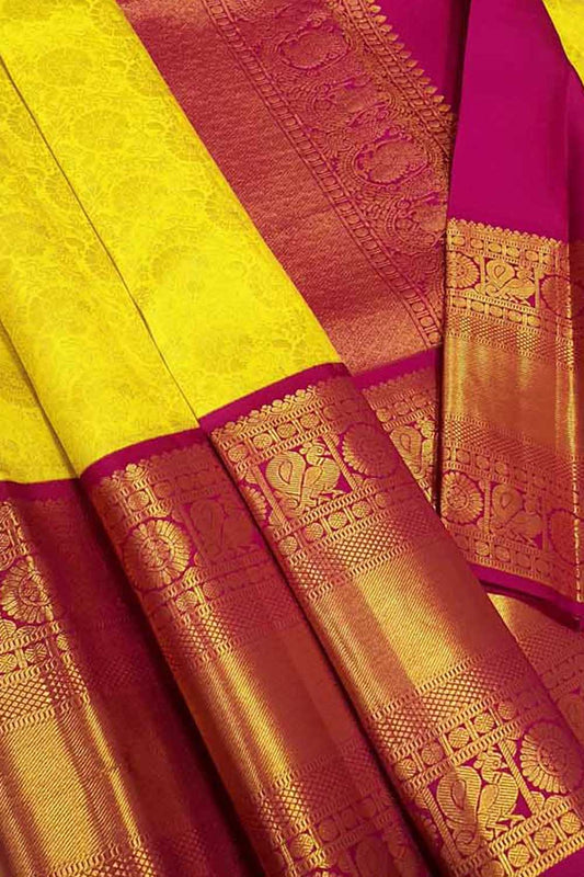 Yellow Kanjeevaram Handloom Silk Saree - Pure Elegance - Luxurion World