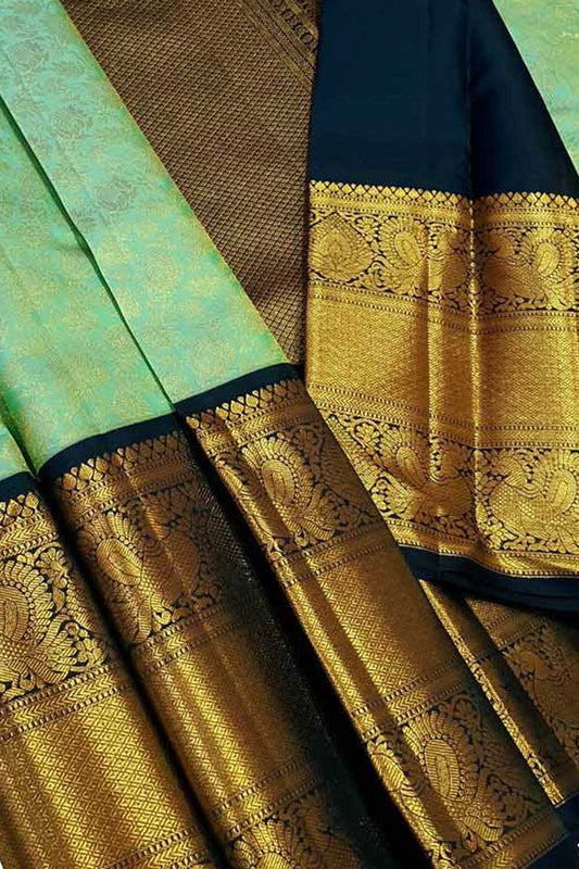 Green Kanjeevaram Handloom Silk Saree - Pure Elegance - Luxurion World