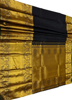 Black Handloom Kanjeevaram Pure Silk Saree - Luxurion World