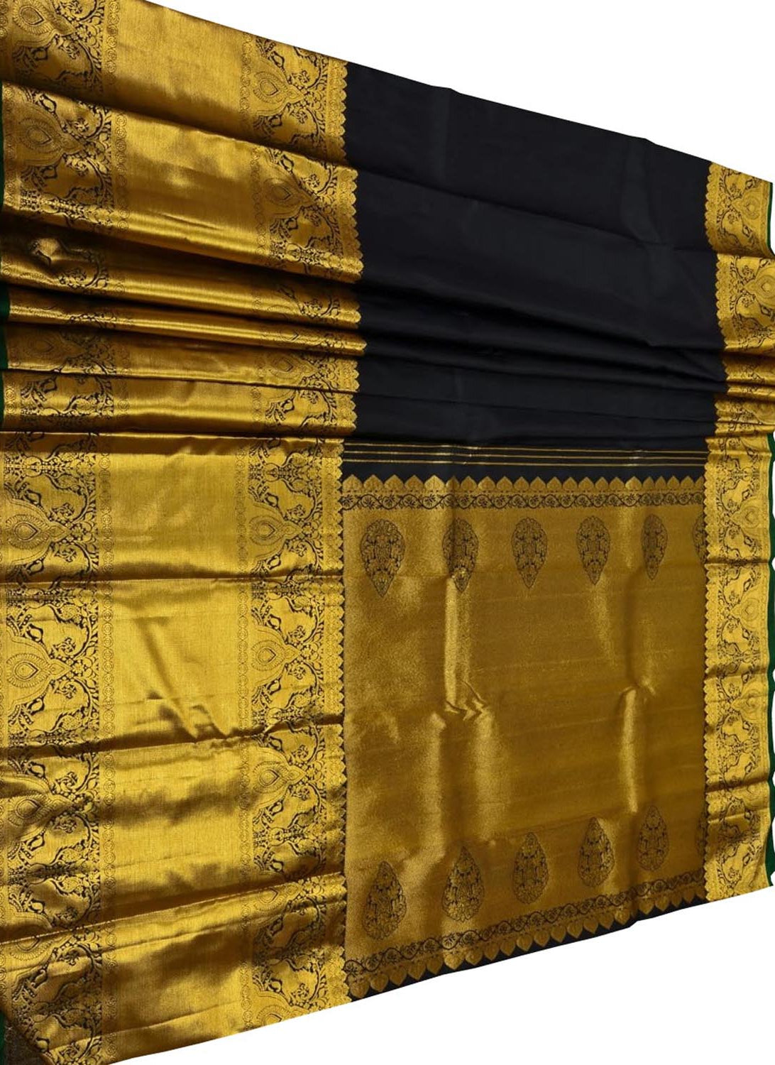 Black Handloom Kanjeevaram Pure Silk Saree - Luxurion World