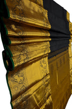 Black Handloom Kanjeevaram Pure Silk Saree - Luxurion World