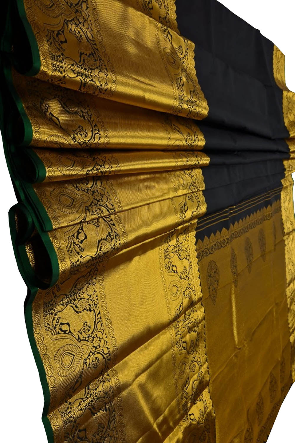 Black Handloom Kanjeevaram Pure Silk Saree - Luxurion World