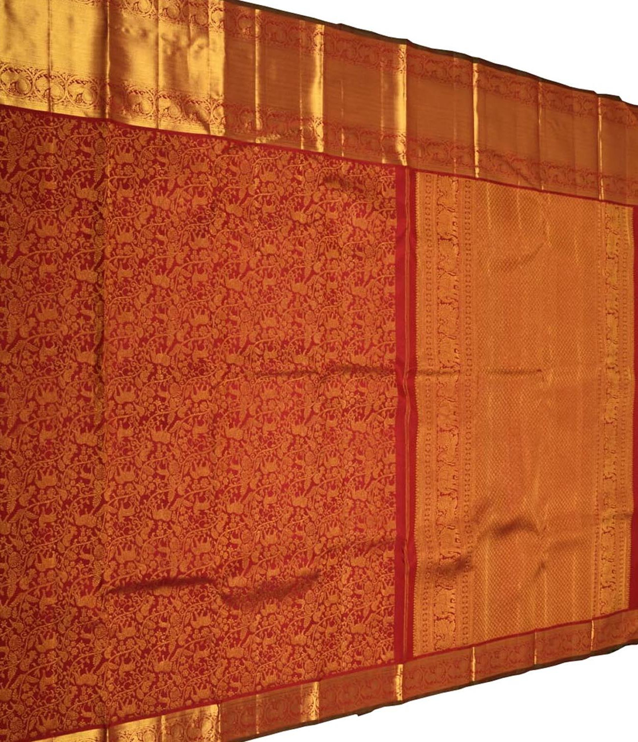 Red Handloom Kanjeevaram Pure Silk Saree - Luxurion World
