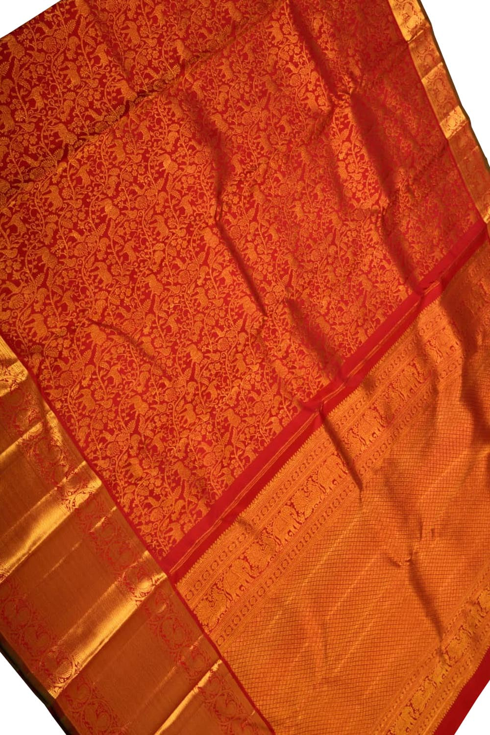 Red Handloom Kanjeevaram Pure Silk Saree - Luxurion World
