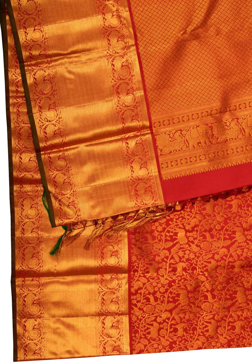 Red Handloom Kanjeevaram Pure Silk Saree - Luxurion World