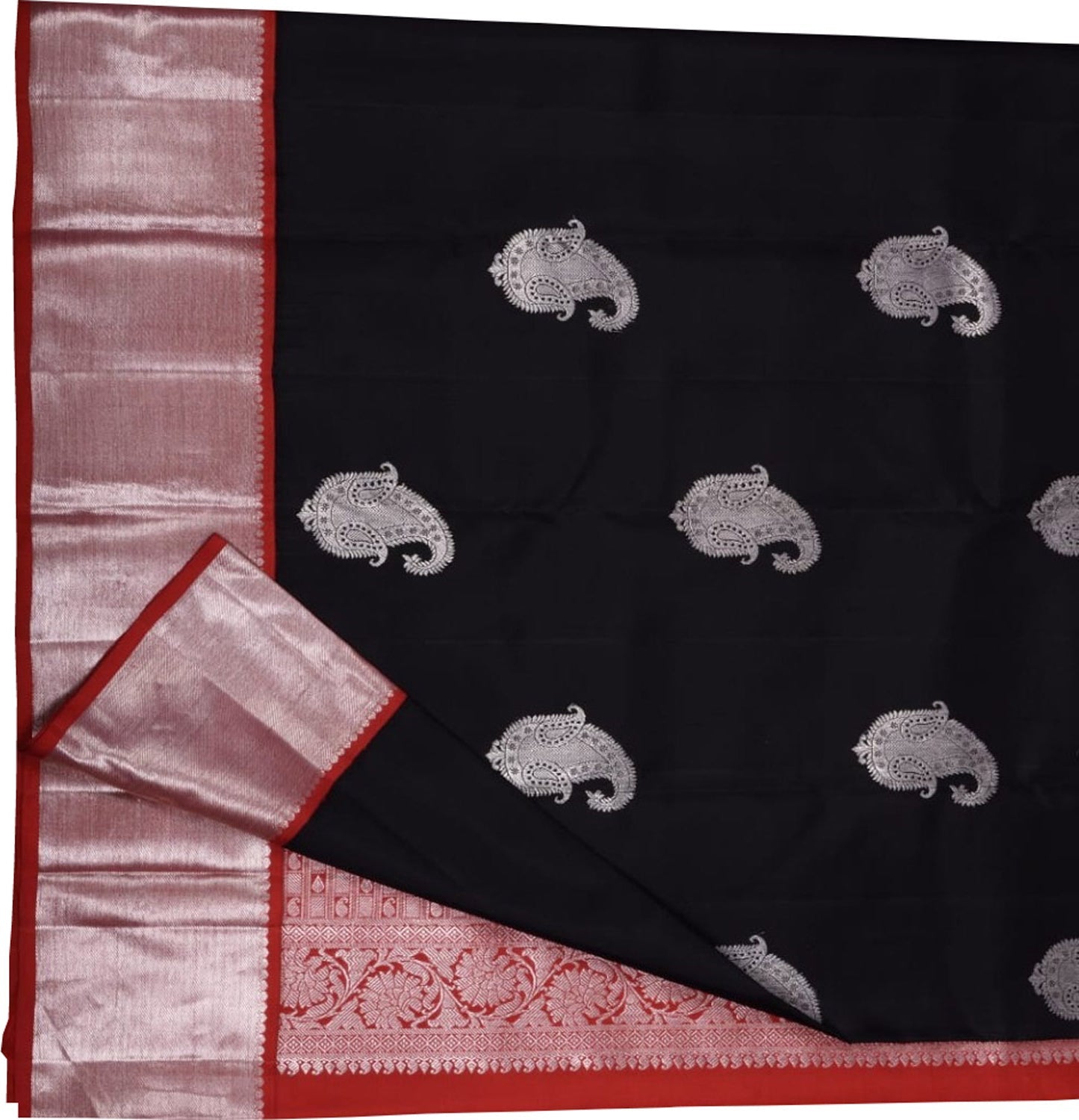 Black Handloom Kanjeevaram Pure Silk Saree - Luxurion World
