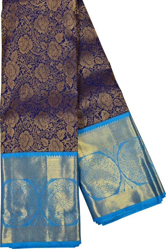 Purple Handloom Kanjeevaram Pure Silk Saree - Luxurion World