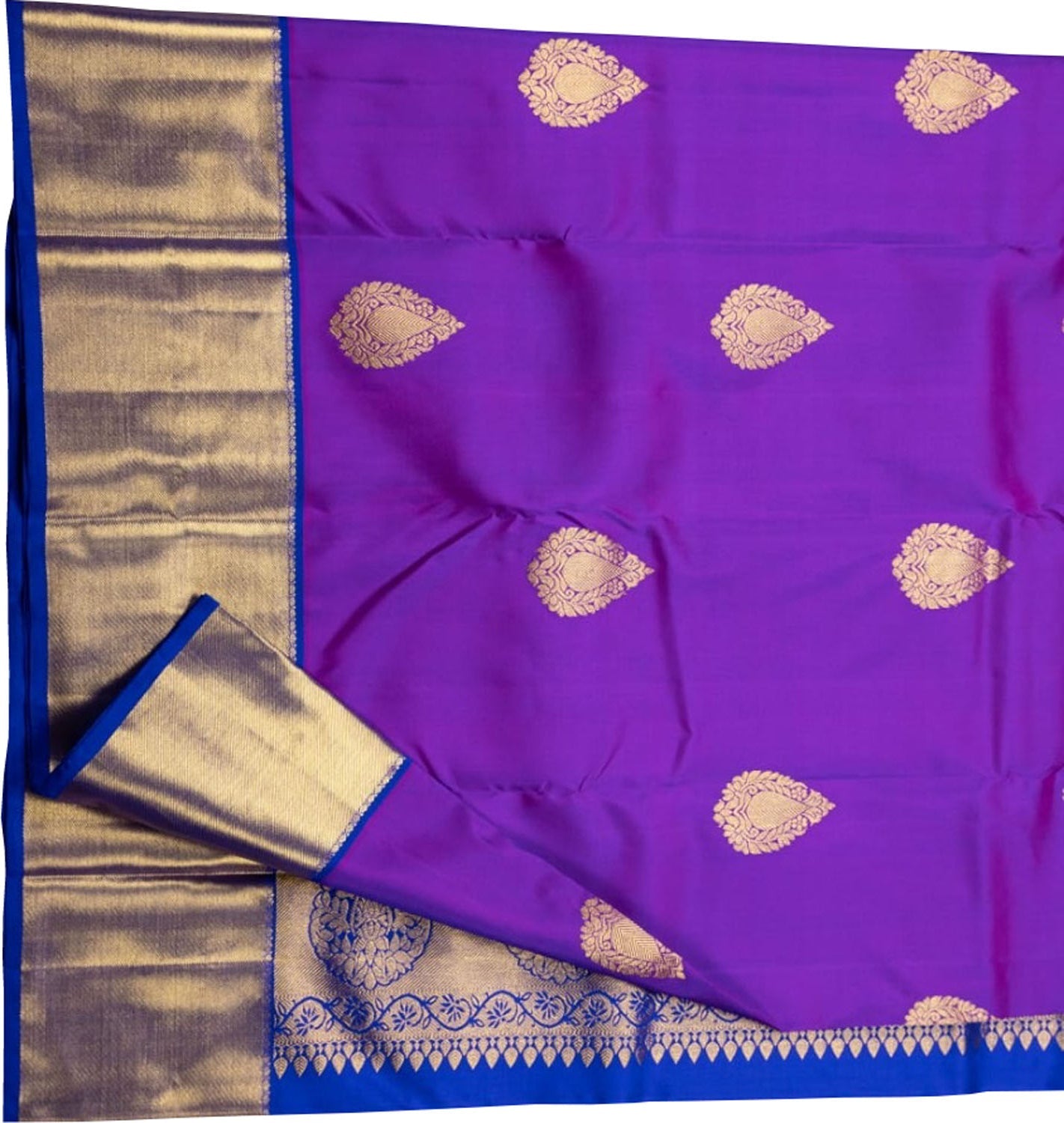 Purple Handloom Kanjeevaram Pure Silk Saree - Luxurion World