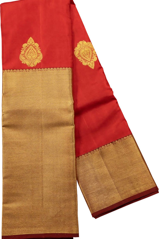 Red Handloom Kanjeevaram Pure Silk Saree - Luxurion World