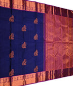 Blue Handloom Kanjeevaram Pure Silk Saree - Luxurion World