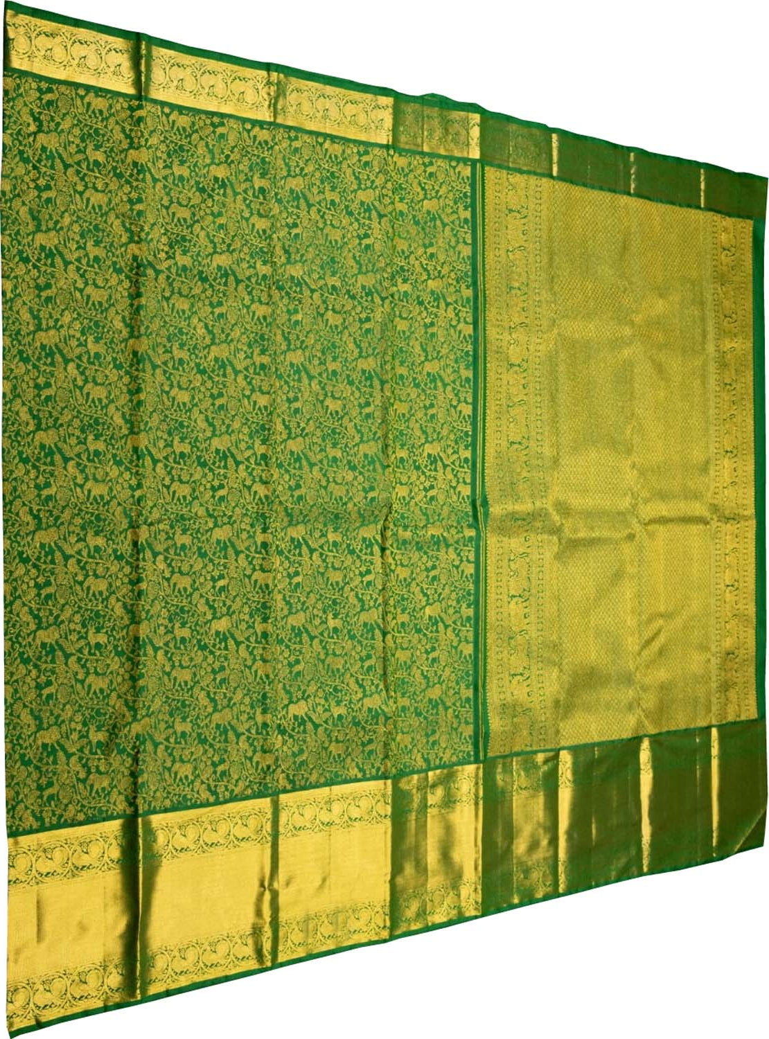 Green Handloom Kanjeevaram Pure Silk Saree - Luxurion World
