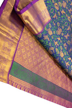Blue Handloom Kanjeevaram Pure Silk Saree - Luxurion World
