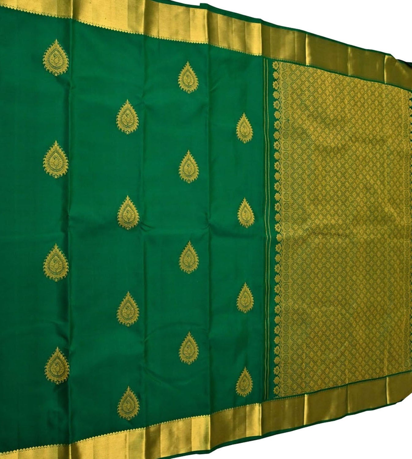 Green Handloom Kanjeevaram Pure Silk Saree - Luxurion World