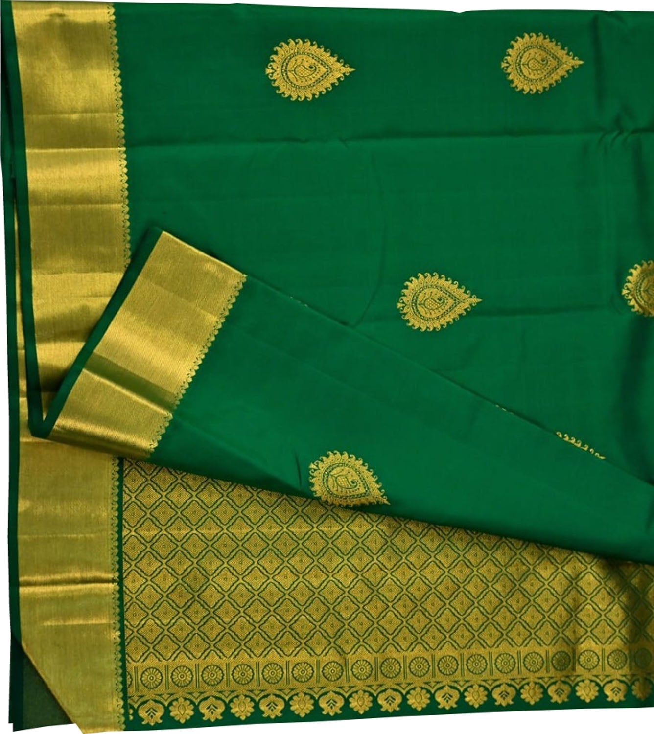 Green Handloom Kanjeevaram Pure Silk Saree - Luxurion World
