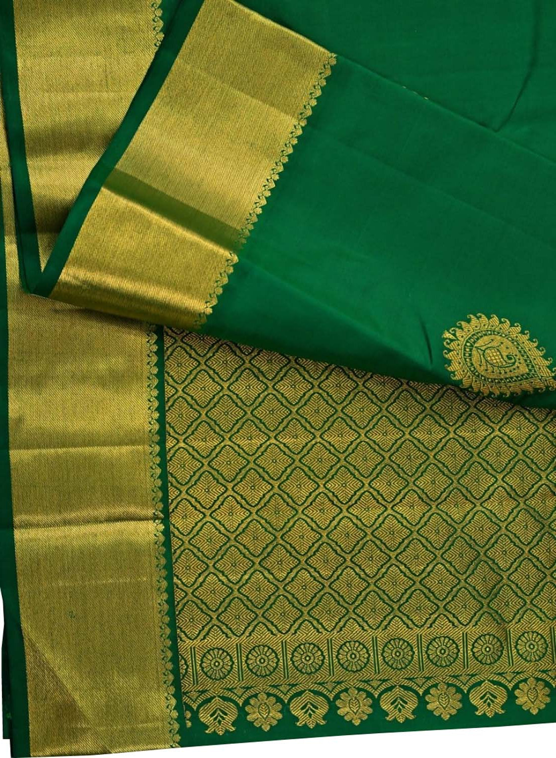 Green Handloom Kanjeevaram Pure Silk Saree - Luxurion World