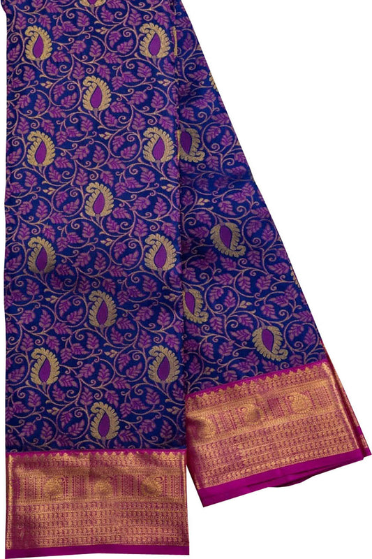 Purple Handloom Kanjeevaram Pure Silk Saree - Luxurion World