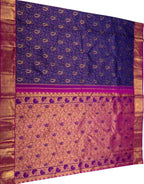 Purple Handloom Kanjeevaram Pure Silk Saree - Luxurion World