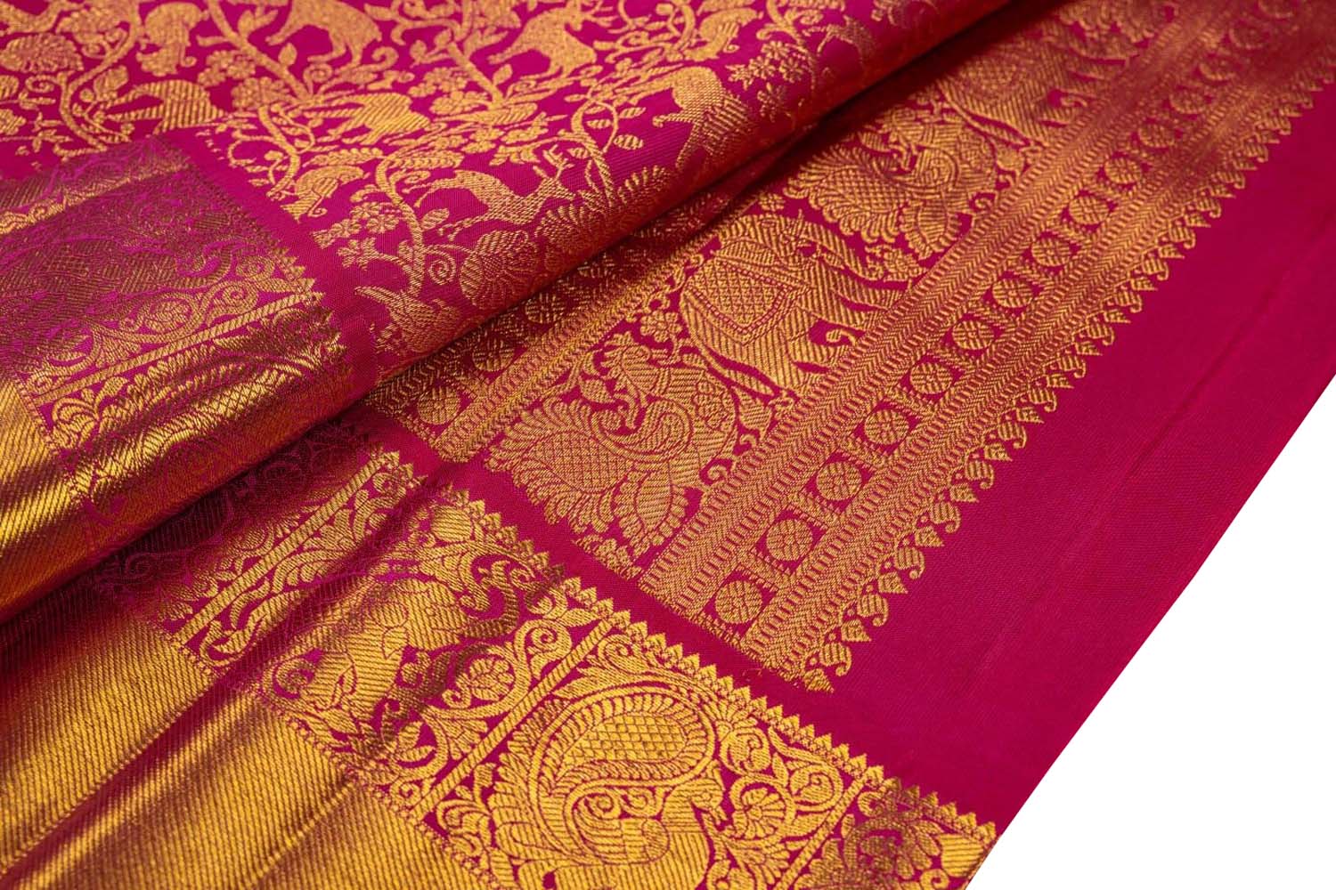 Pink Kanjiwaram Handloom Pure Silk Saree - Luxurion World