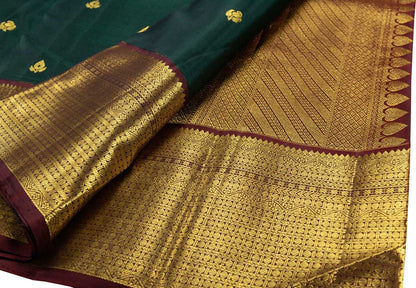 Green Kanjiwaram Handloom Pure Silk Saree - Luxurion World