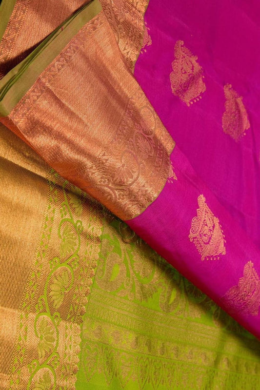 Pink Kanjiwaram Handloom Pure Silk Saree - Luxurion World