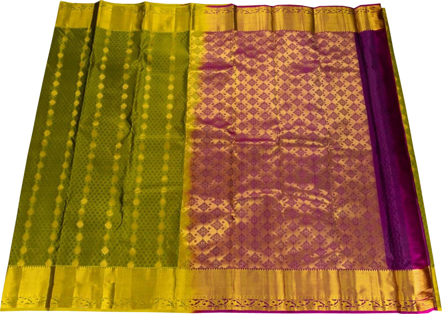 Green Kanjeevaram Handloom Pure Silk Saree - Luxurion World